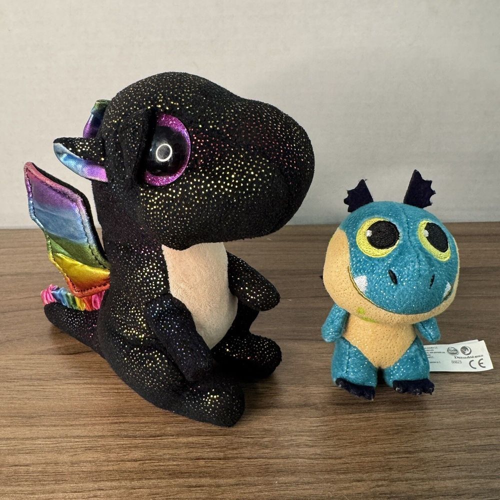 Ty Beanie Anora Dragon 6" And How To Train Your Dragon Gronkle 3.5" Stuffies